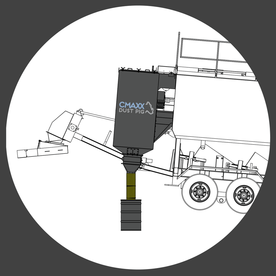 Drawing of one Dust Pig mounted on fracking vehicle