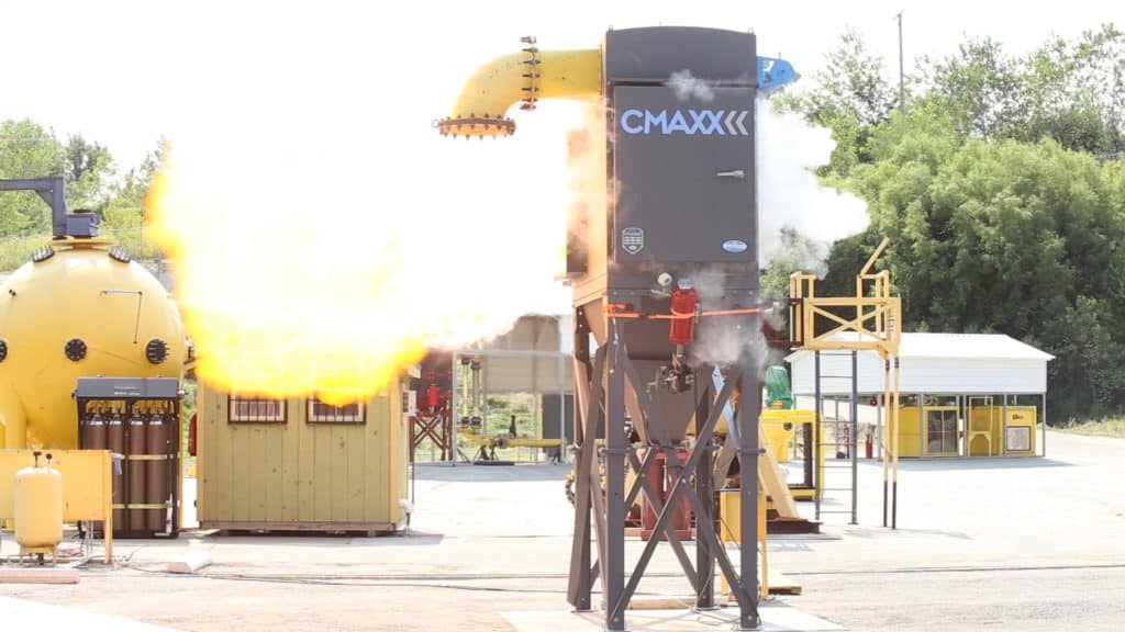 CMAXX dust collector with fire and explosion control devices being tested.