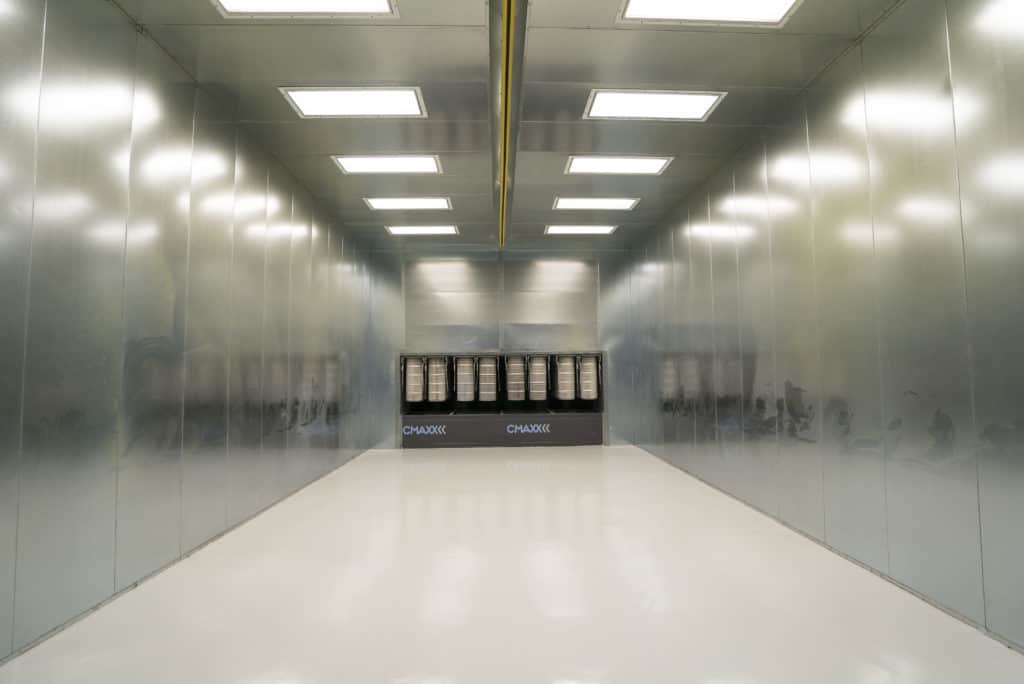 Inside view of Imperial’s power paint booth