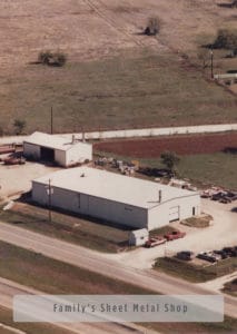 Aerial view of the Wann family's sheet metal shop