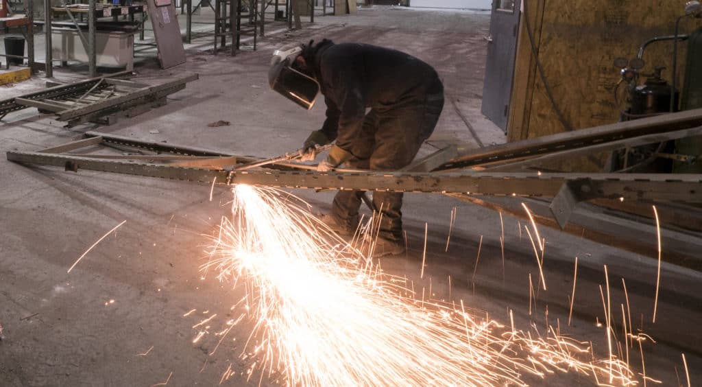 Cutting shelves is one form of hot work in a manufacturing area