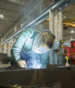 A local welding trade school program student train in our shop.