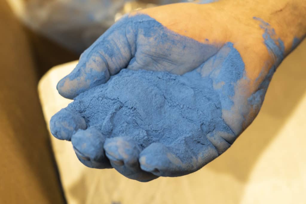 Powder Coating Powder in hand. This powder can be Explosive and needs A Dust Hazard Analysis Test