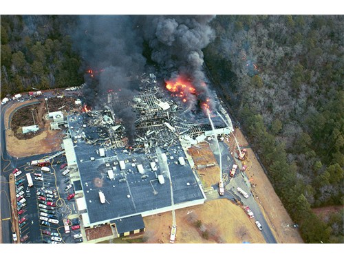 Fire Dept at the scene of a recent Dust Explosion