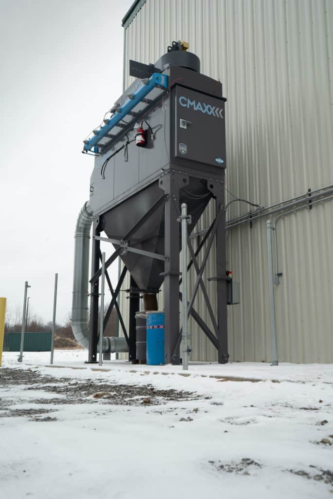 Outdoor dust collector installation reduces dust explosion potential