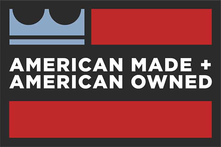 flag with words American Made + American Owned