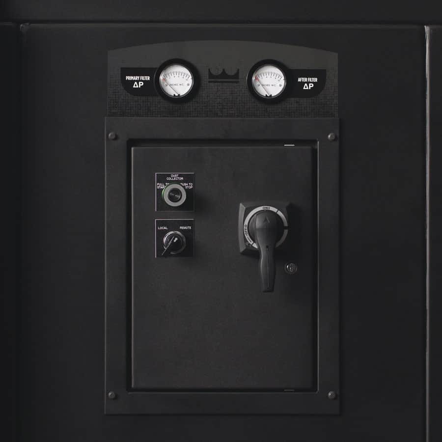photo of prewired control panel on Shadow compact fume extractor