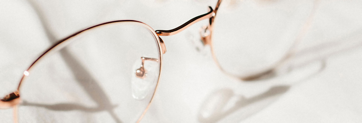 Close-up of eyeglasses made with precision lens grinding