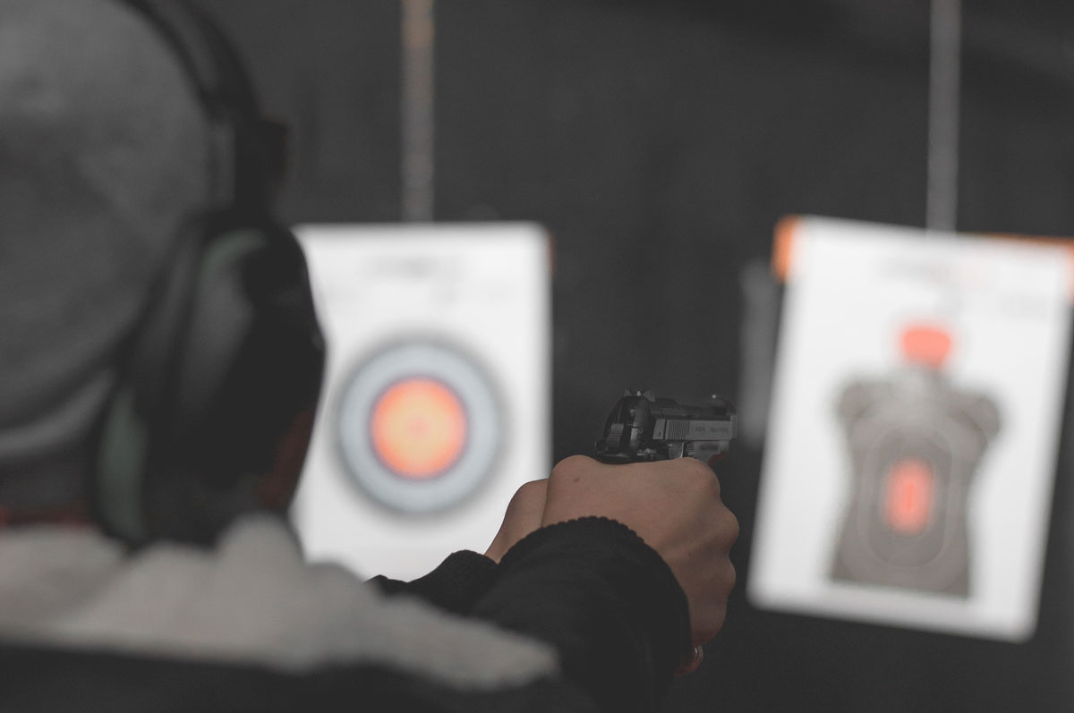 Gun range ventilation is essential for customers such as this man target practicing