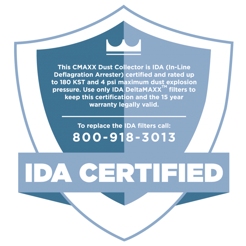 Official logo certifying that CMAXX Dust Collector is an IDA (Inline Deflagration Arrester)