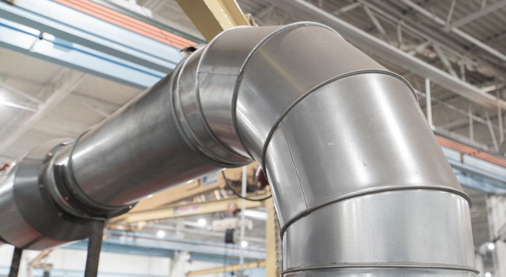 Ductwork with smooth transitions and a minimal number of elbow reduces static pressure