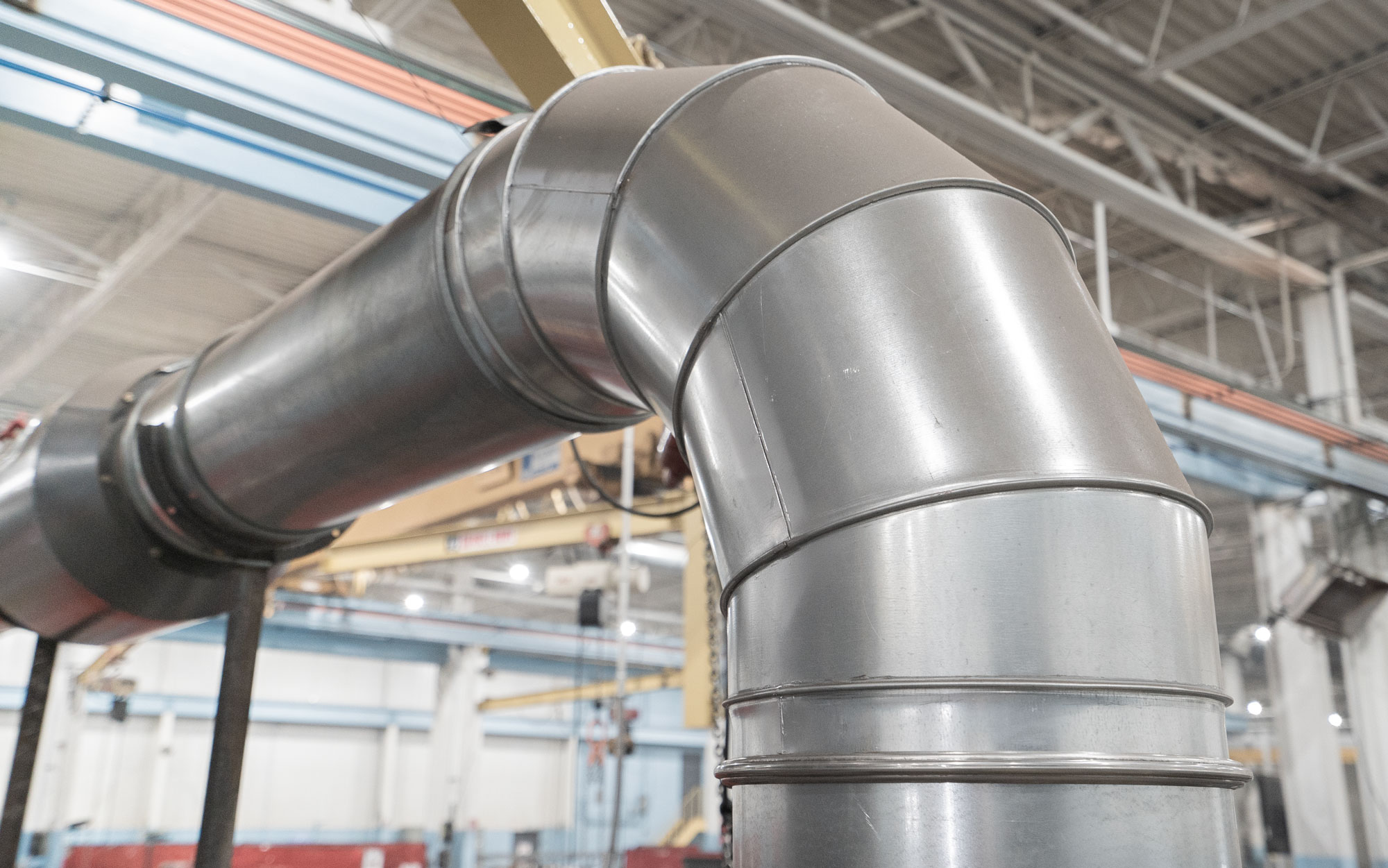 Ductwork with smooth transitions and a minimal number of elbow reduces static pressure