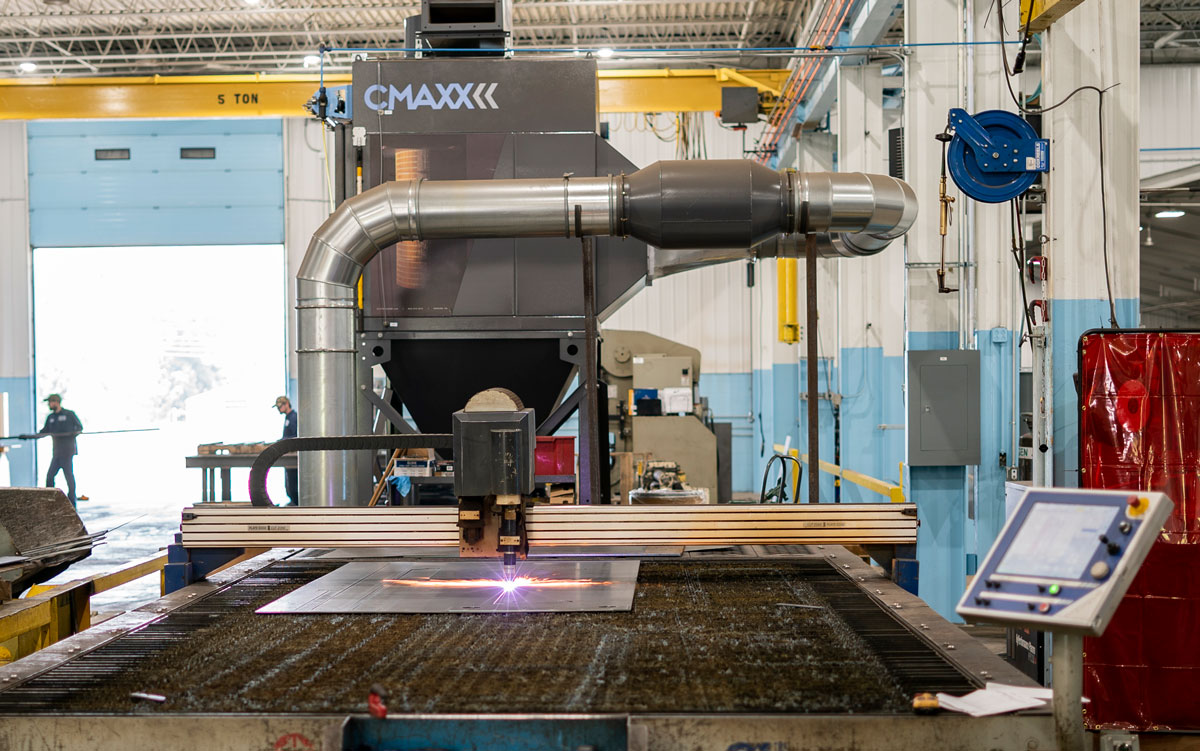 Plasma cutting machines with zoned downdraft tables like this one offer strategic dust control